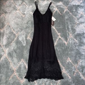 Black thin strap fit and flare dress